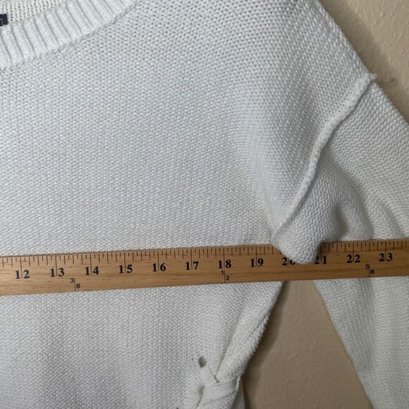 Abercrombie & Fitch Sweater Women's Small White Lace-Up Knitted Pullover Cotton - Picture 6 of 7